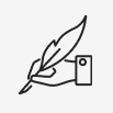 Hand with feather quill icon | Gordon Delic & Associates